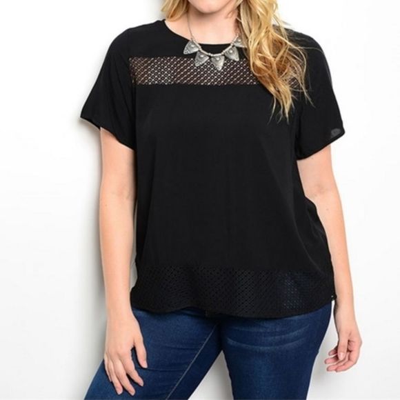 Tops - Lace Panel Top - Plus Size